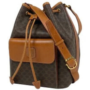 Celine Macadam shoulder bag drawstring canvas brown